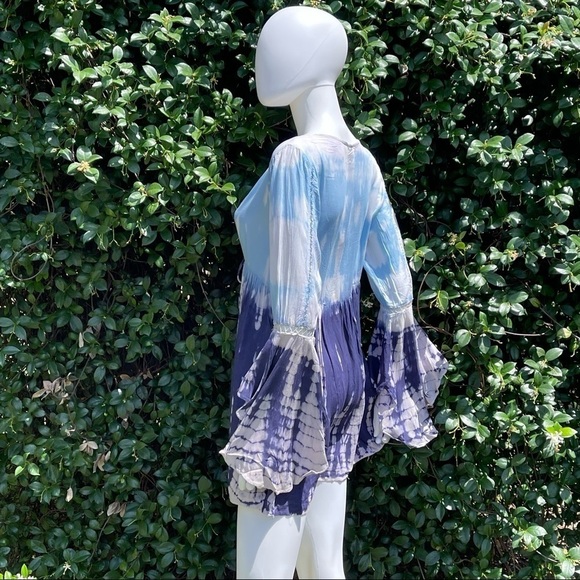 💋NWT BOHO Me Lace Inset Tie Dye Print Tunic Swimsuit Coverup - Picture 8 of 12
